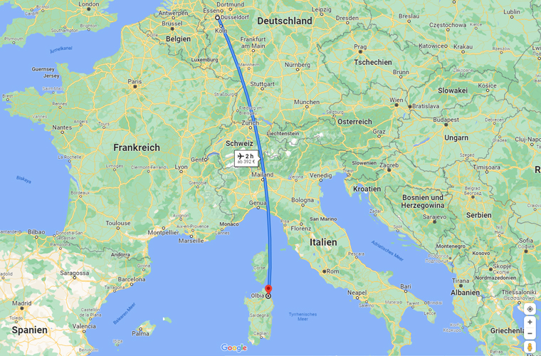 Fr 07:00 Duesseldorf (DUS) 09:10 Olbia (OLB). XR 4050 Non-stop Boeing 737-800 (738) 2:10 Effective 2021-07-02 through 2021-10-22
This is a Charter flight.